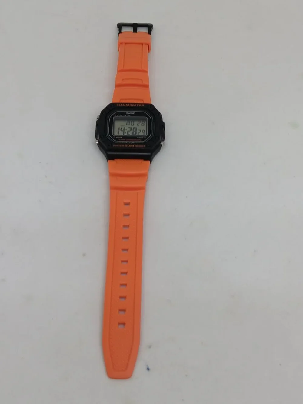 Casio W218H-4B2V [mod 3224] Men's 43mm x 40mm Orange Resin Band Digital Watch